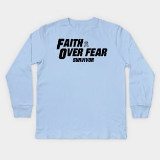 prostate cancer Awareness  light blue ribbon faith over fear survivor Kids Long Sleeve T-Shirt